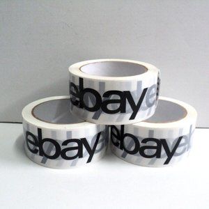 eBay Branded Packing Shipping Tape Lot of 3 Rolls 2" x 75 Yds Black & White Logo